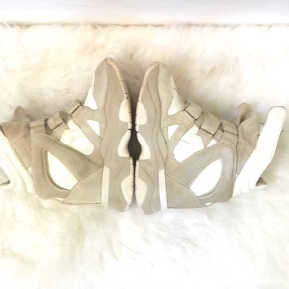 Isabel Marant Baskee leather and suede high-top wedge sneakers - Picture 3 of 11